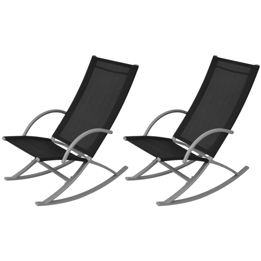 NNEVL Garden Rocking Chairs 2 pcs Steel and Textilene Black