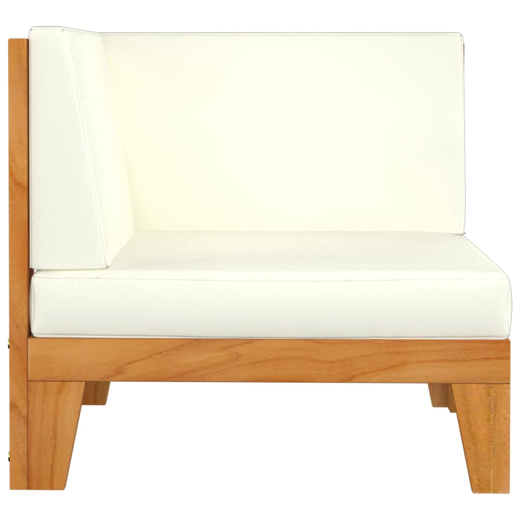 NNEVL 2-Seater Sofa with Cream White Cushions Solid Acacia Wood-4