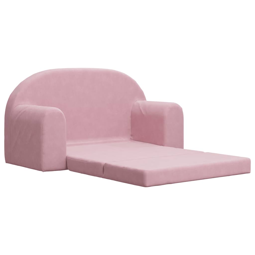 NNEVL Kids' Sofa Bed 2-Seater Pink Soft Plush