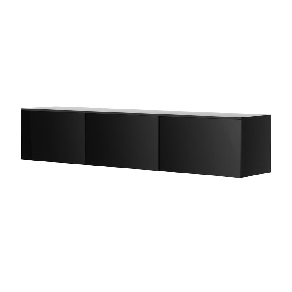 NNEDSZ Floating Entertainment Unit TV Cabinet High Glossy Black 3 Cabinets 200CM