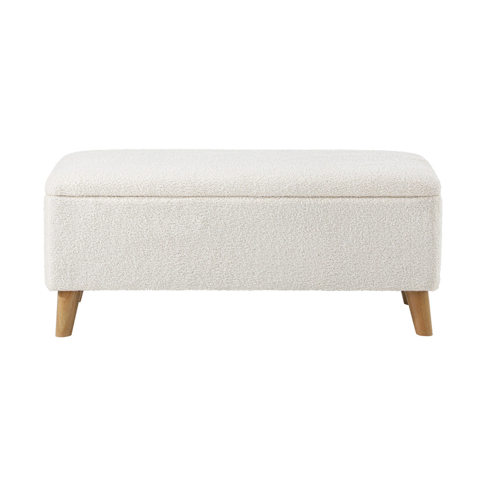 NNEED Storage Ottoman Sherpa Fabric White