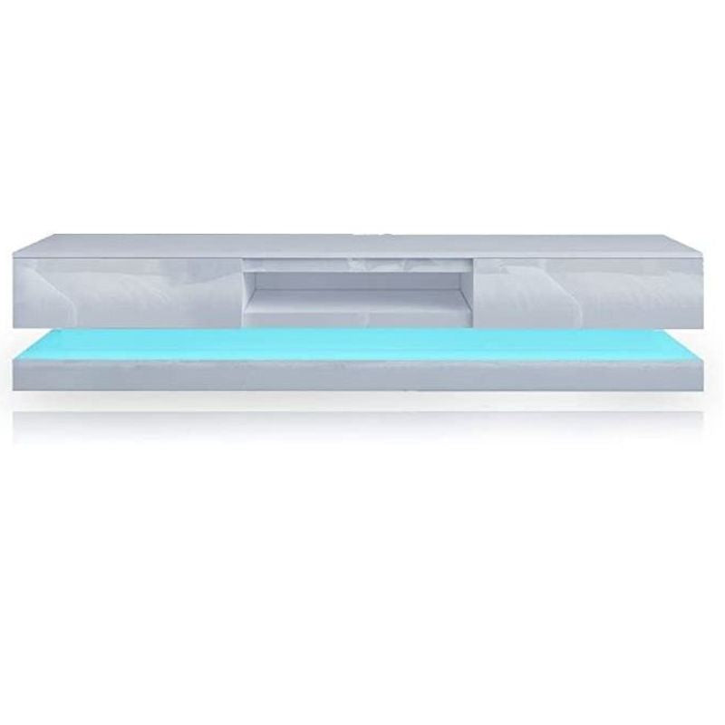 NNEDSZ Modern High Gloss LED RGB TV Entertainment Unit with Storage 220cm - White