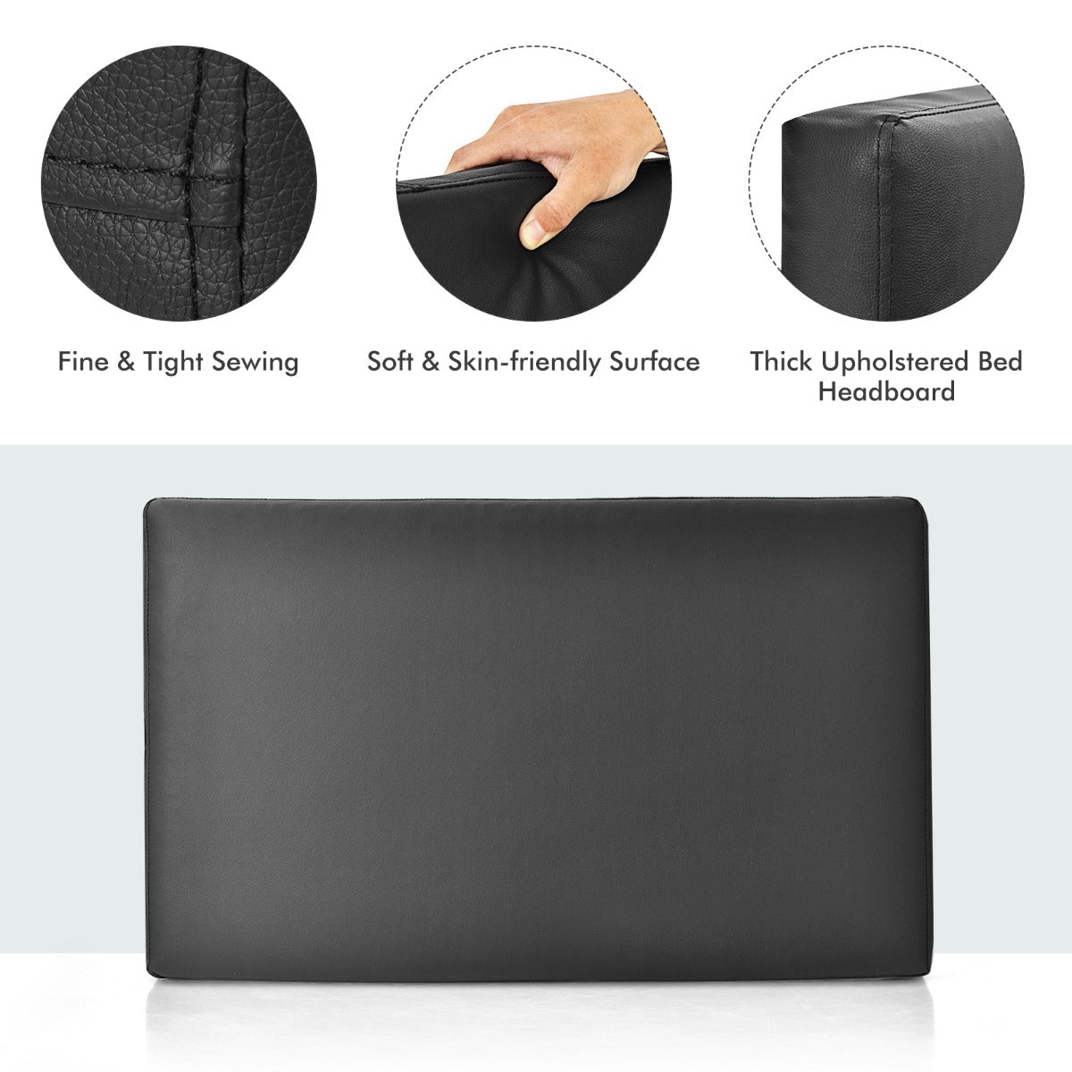 NNECW Twin Size Wall-mounted Headboard for Bedroom & Guest Room-Black-PU & sponge & MDF