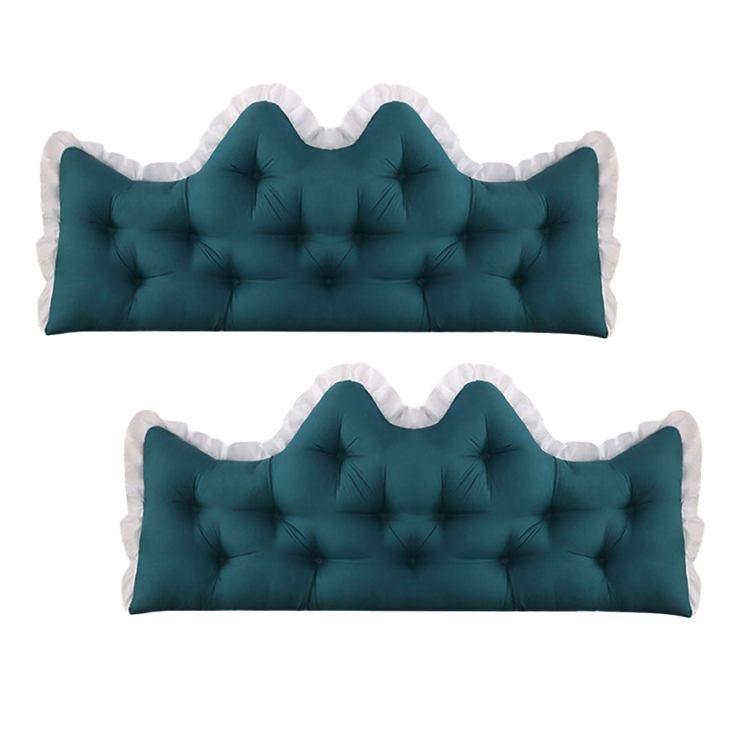 SOGA 2x90cm Crown Pillows Tufted Teal Headboard Cushion Set