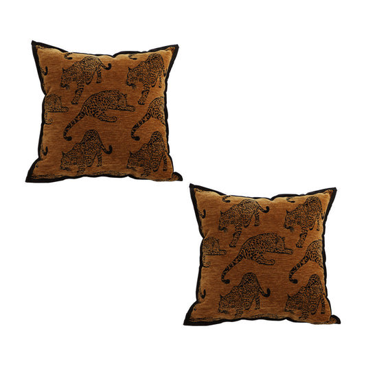 SOGA 2-Pack 45cm Dark Brown Leopard Print Throw Pillows