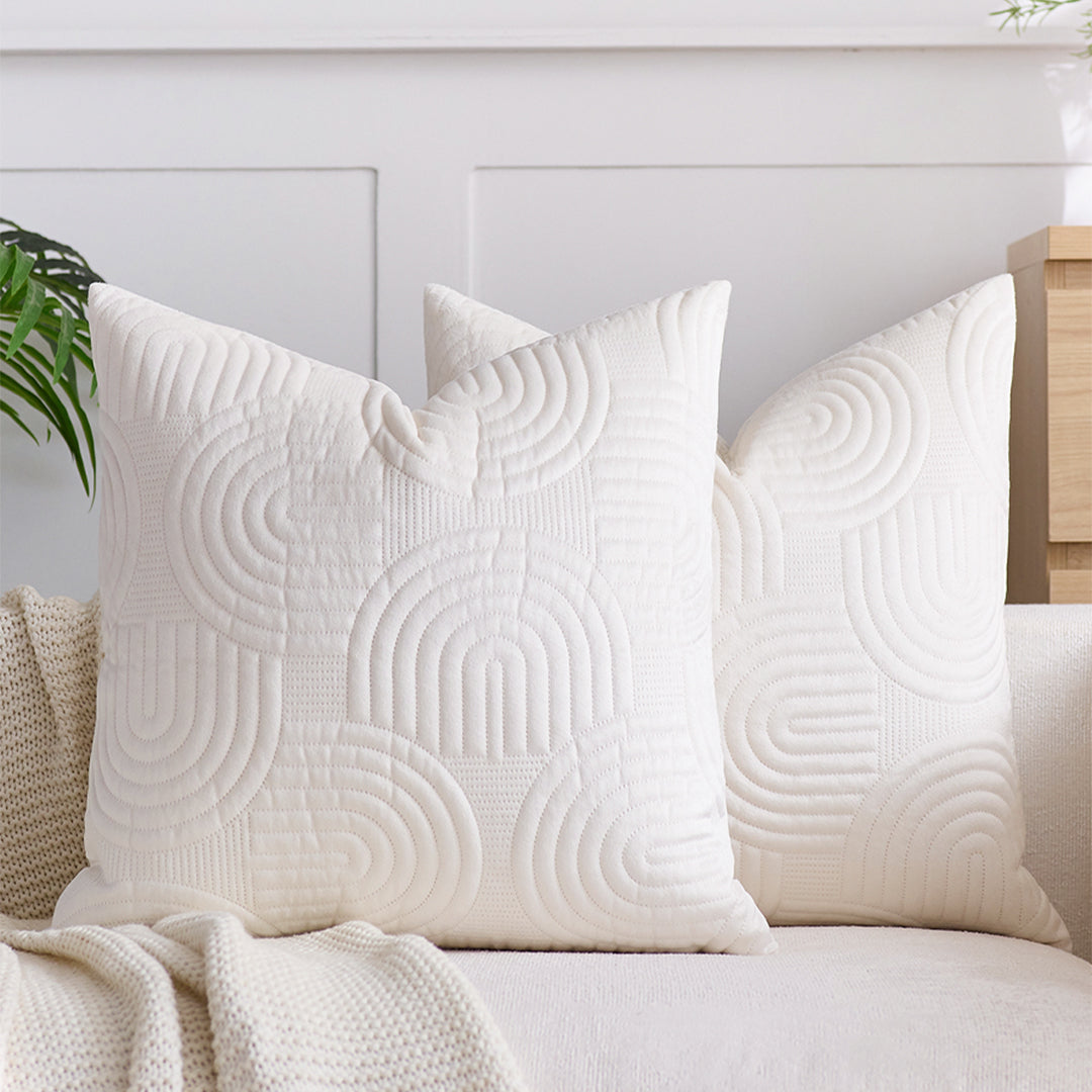 SOGA 50cm White Textured Geometric Pattern Decorative Throw Pillow