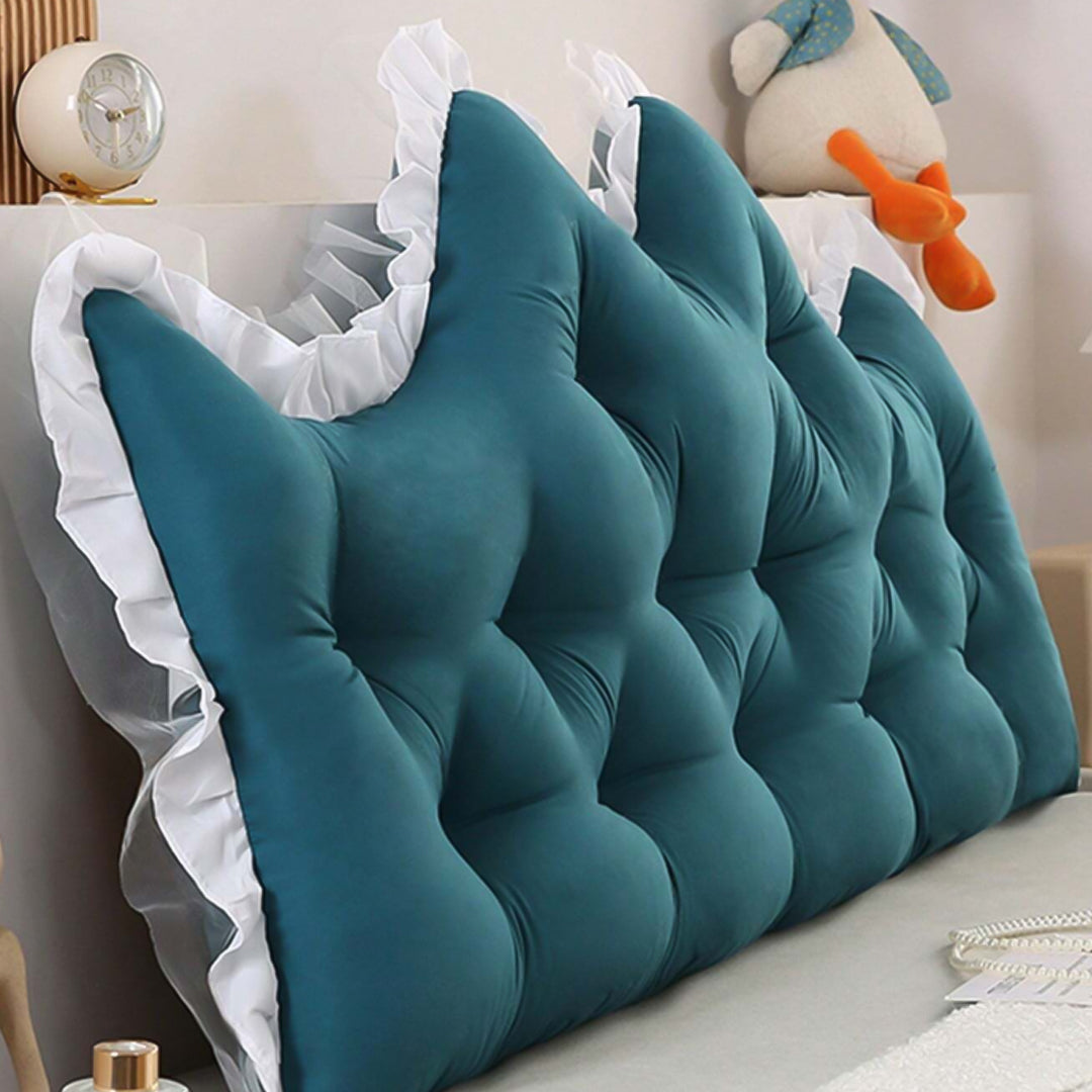 SOGA 2x90cm Crown Pillows Tufted Teal Headboard Cushion Set