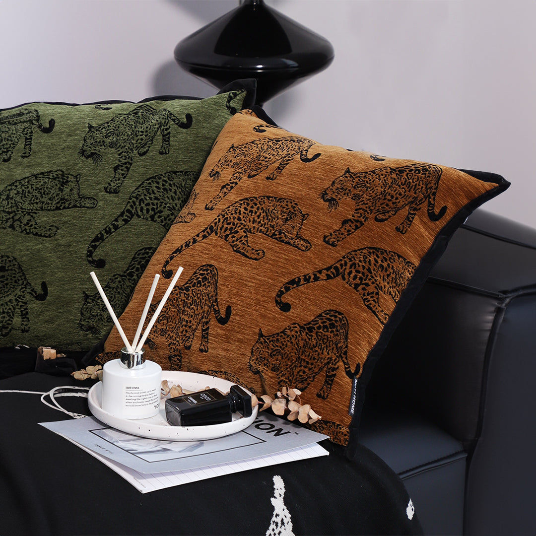 SOGA 2-Pack 45cm Dark Brown Leopard Print Throw Pillows