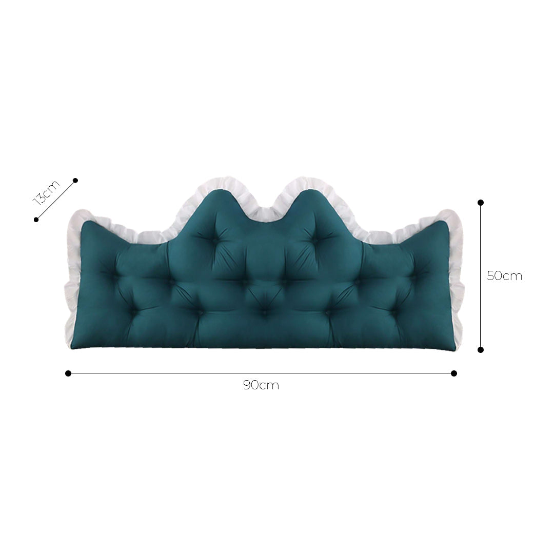 SOGA 2x90cm Crown Pillows Tufted Teal Headboard Cushion Set