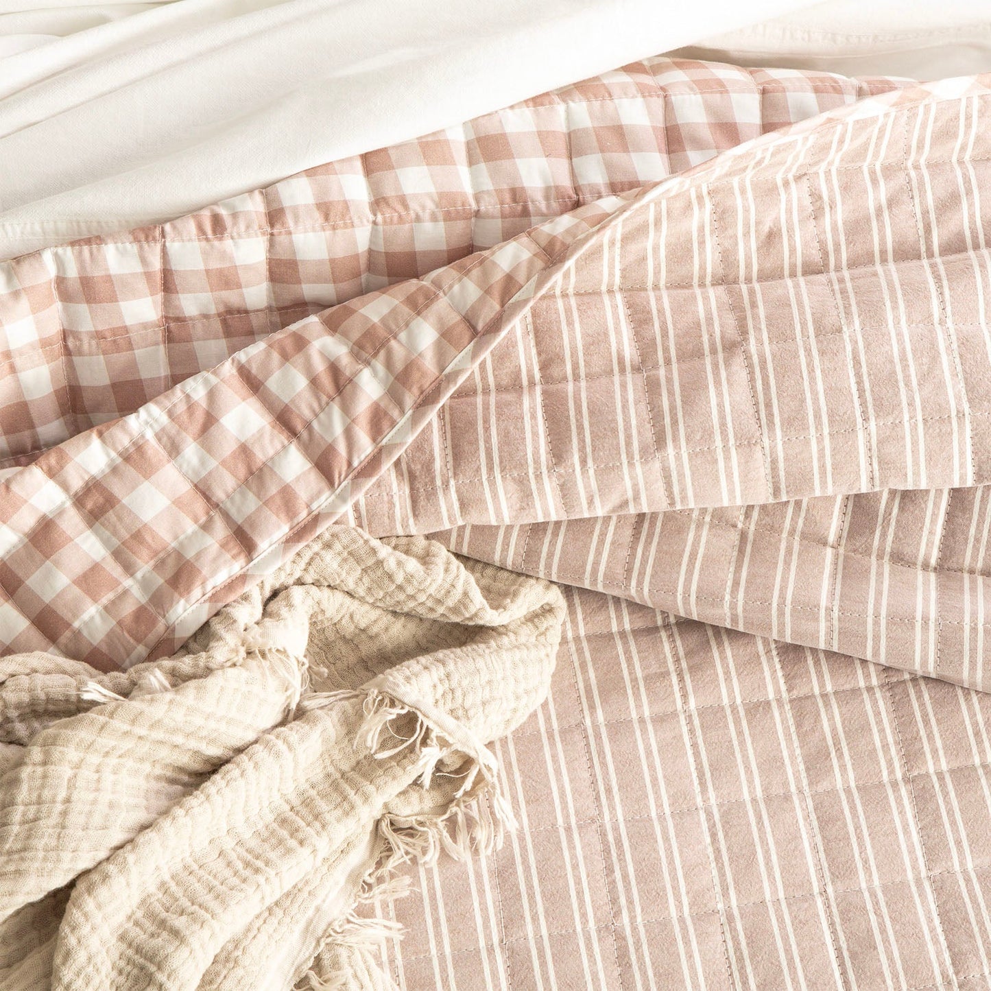 Vintage washed Alison Quilted Coverlet Set Clay
