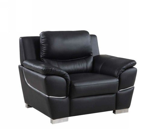37inches Chic Black Leather Sofa