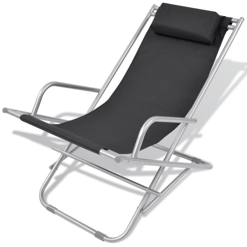 NNEVL Reclining Deck Chairs 2 pcs Steel Black