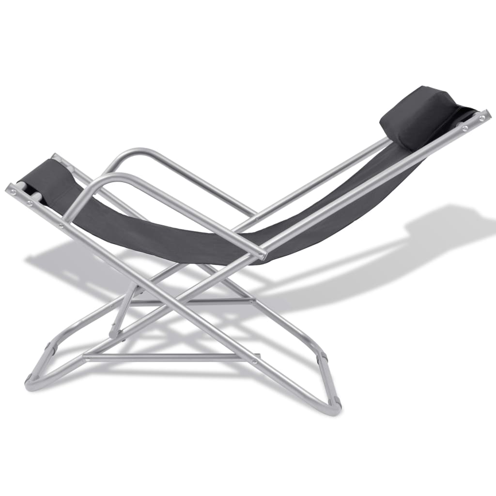 NNEVL Reclining Deck Chairs 2 pcs Steel Black