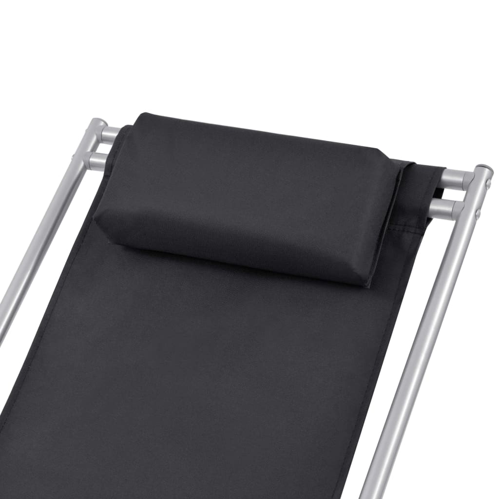 NNEVL Reclining Deck Chairs 2 pcs Steel Black