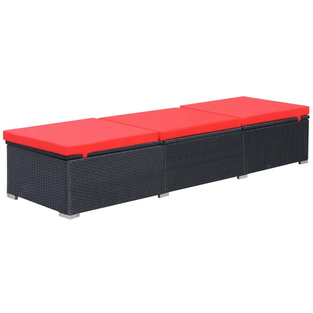NNEVL Sun Lounger with Cushion Poly Rattan Black