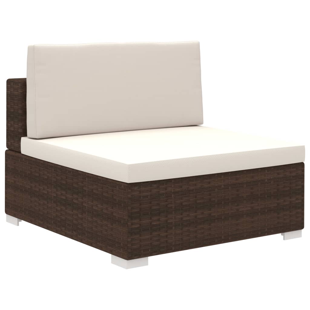 NNEVL 8 Piece Garden Lounge Set with Cushions Poly Rattan Brown