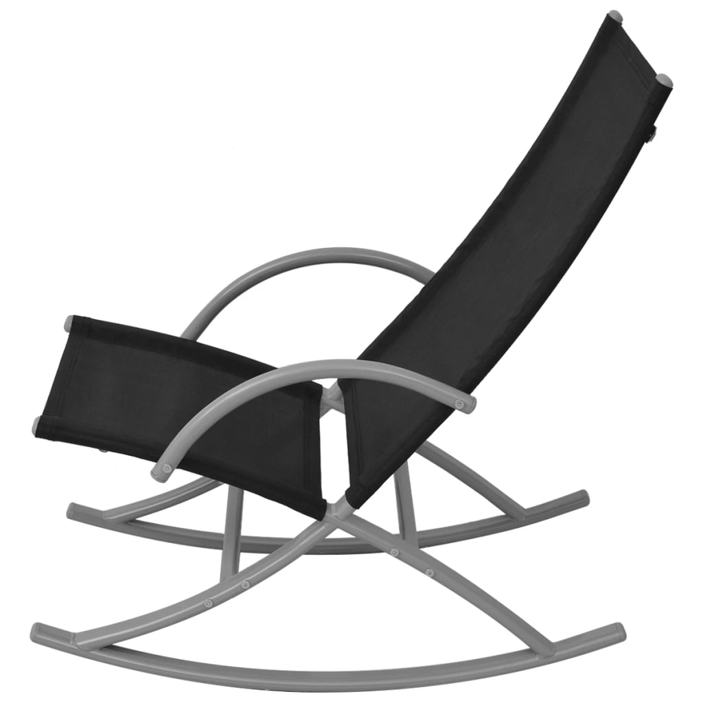 NNEVL Garden Rocking Chairs 2 pcs Steel and Textilene Black