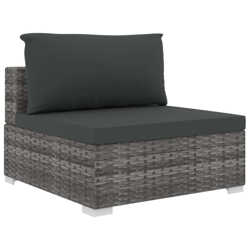 NNEVL 4 Piece Garden Lounge Set with Cushions Poly Rattan Grey