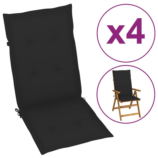 NNEVL Garden Chair Cushions 4 pcs Black 120x50x3 cm