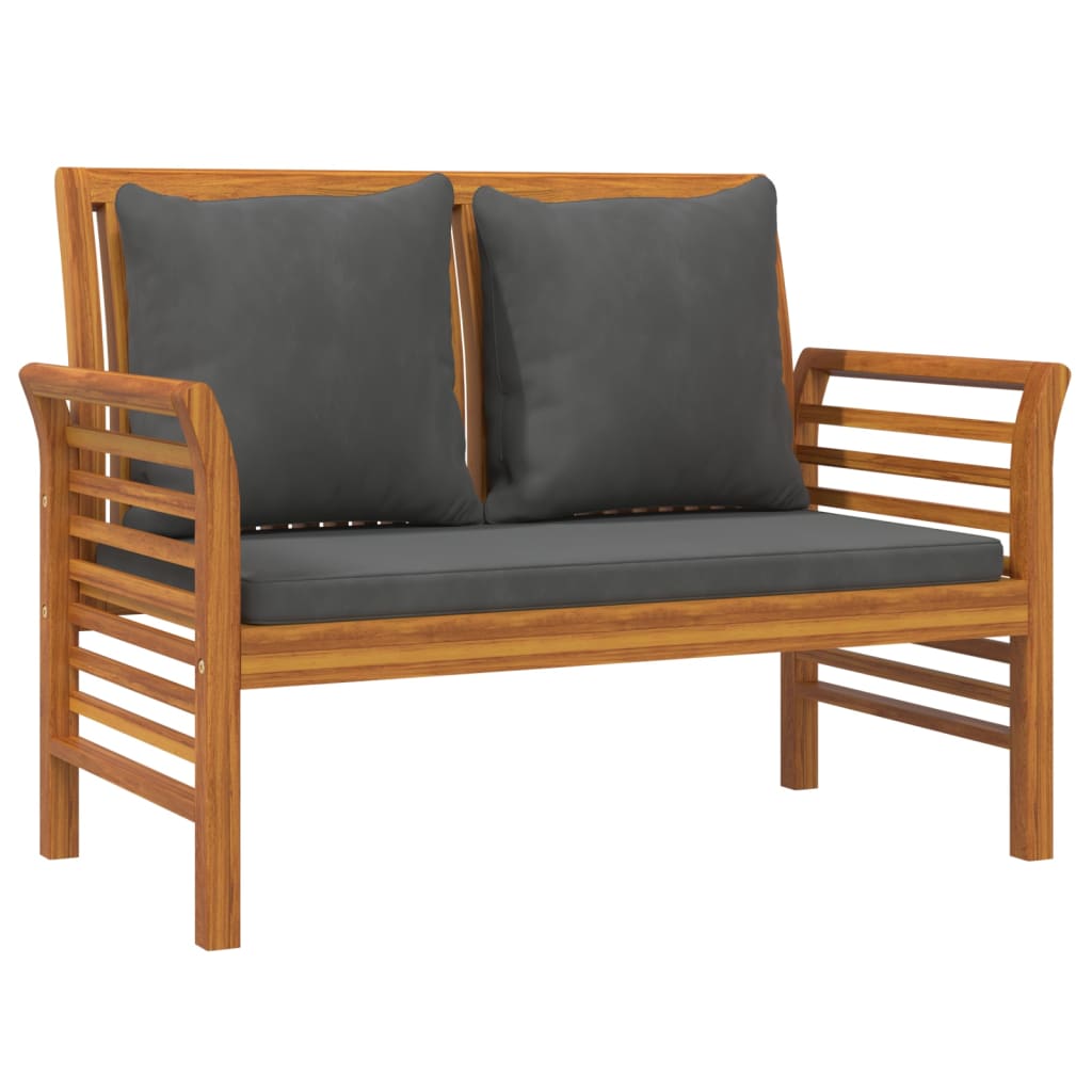 NNEVL Sofa Bench with Dark Grey Cushions Solid Wood Acacia
