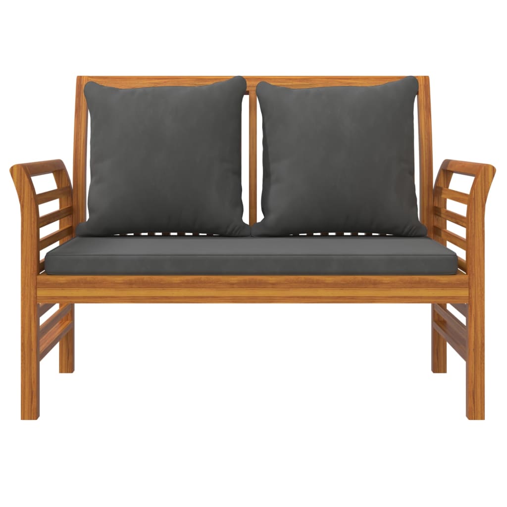 NNEVL Sofa Bench with Dark Grey Cushions Solid Wood Acacia