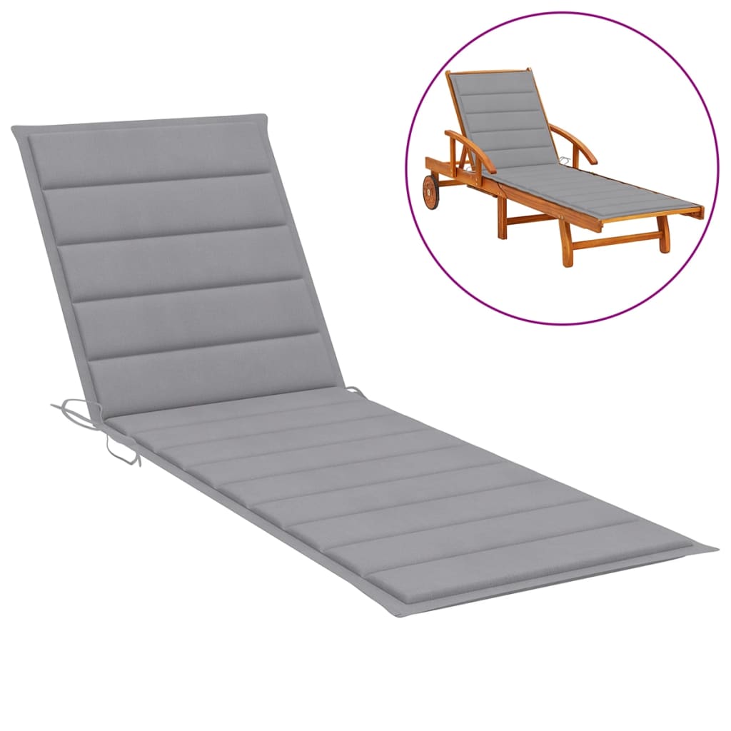 NNEVL Sun Lounger Cushion Grey 200x70x3 cm Fabric