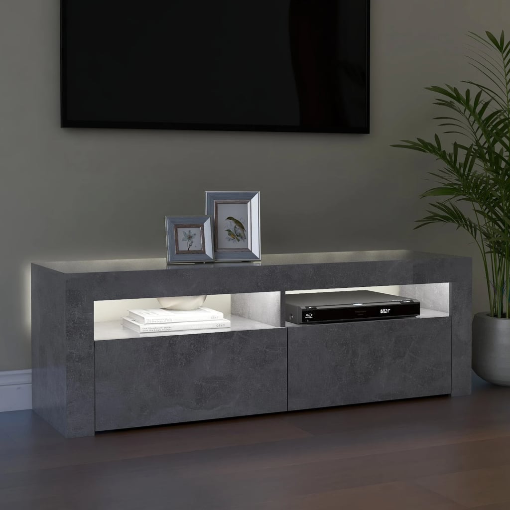 NNEVL TV Cabinet with LED Lights Concrete Grey 120x35x40 cm