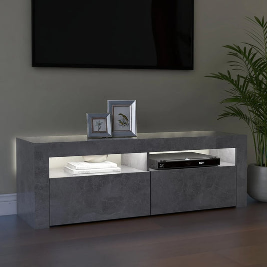 NNEVL TV Cabinet with LED Lights Concrete Grey 120x35x40 cm