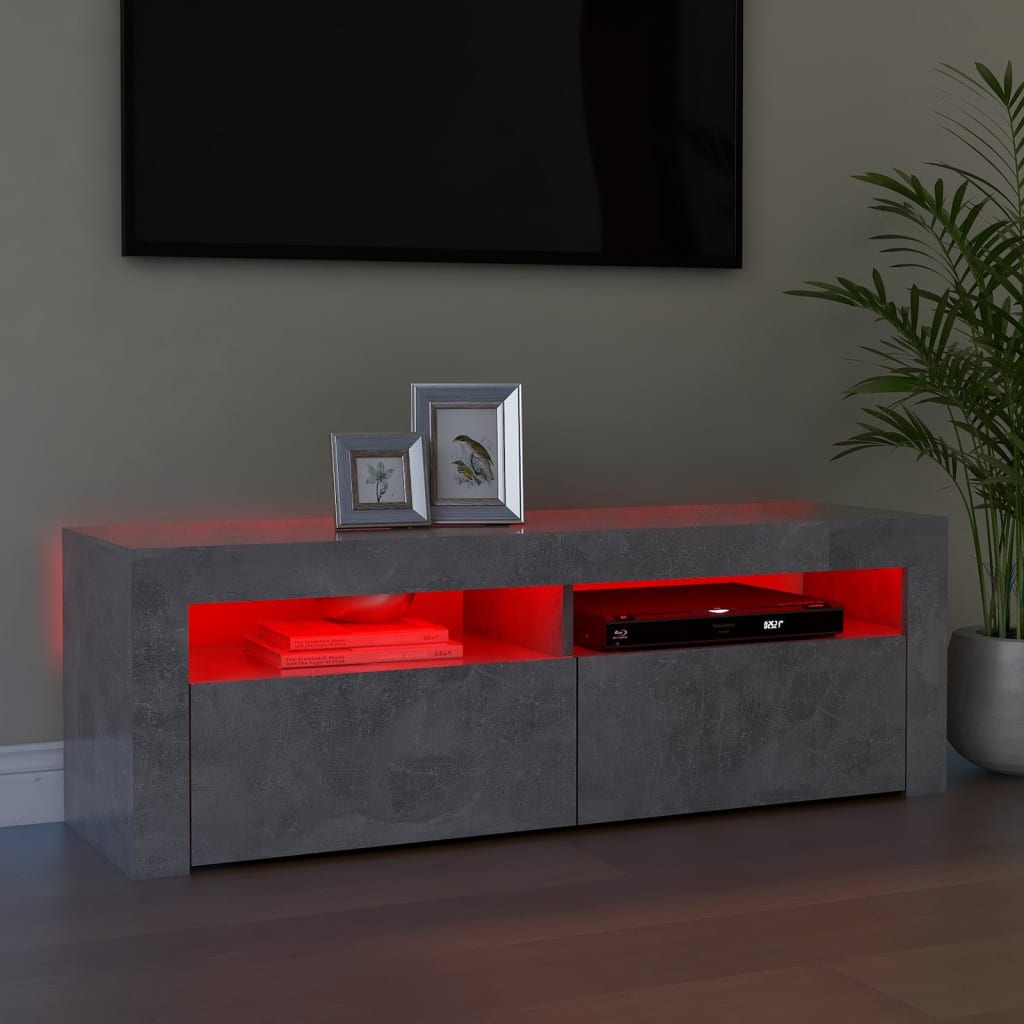 NNEVL TV Cabinet with LED Lights Concrete Grey 120x35x40 cm