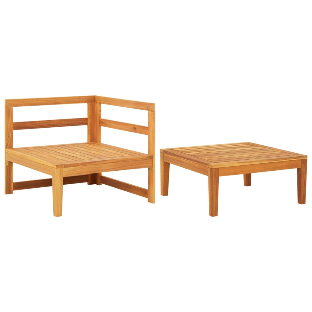 NNEVL 2 Piece Garden Lounge Set with Dark Grey Cushions Acacia Wood