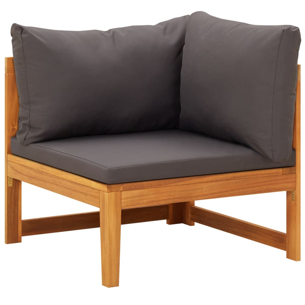NNEVL 2 Piece Garden Lounge Set with Dark Grey Cushions Acacia Wood