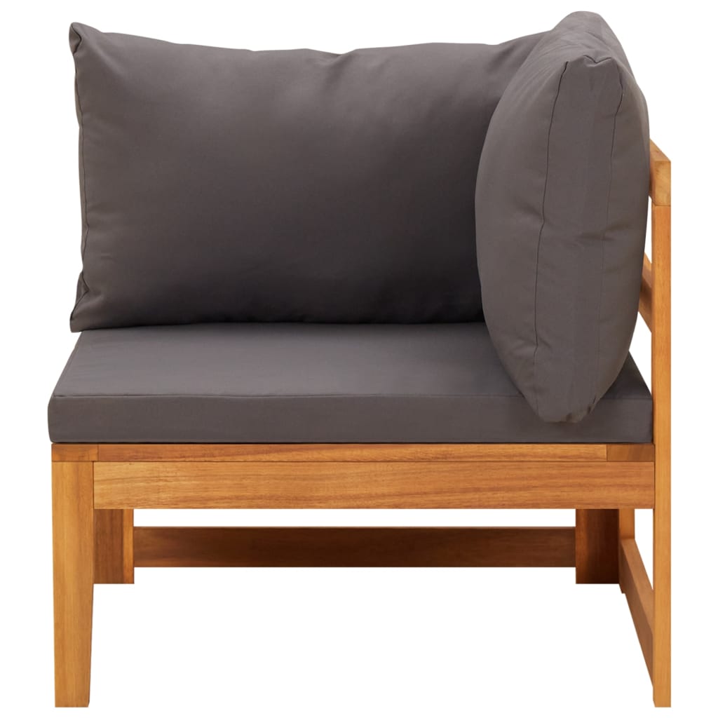 NNEVL 2 Piece Garden Lounge Set with Dark Grey Cushions Acacia Wood