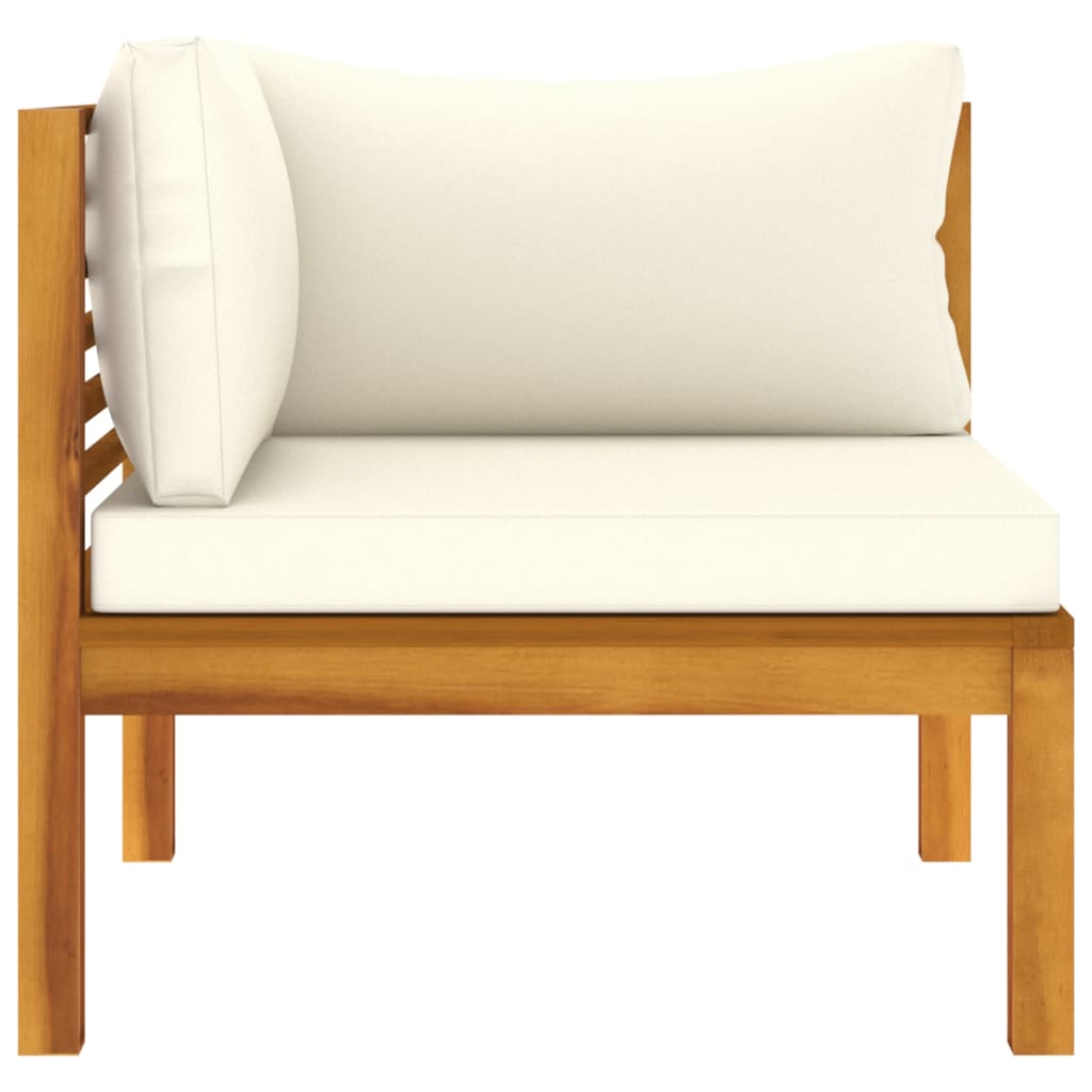 NNEVL 3 Piece Garden Lounge Set with Cream Cushion Solid Acacia Wood