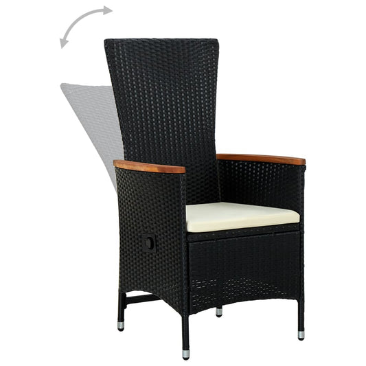 NNEVL 3 Piece Garden Dining Set with Cushions Black
