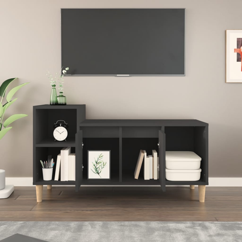 NNEVL TV Cabinet Black 100x35x55 cm Engineered Wood