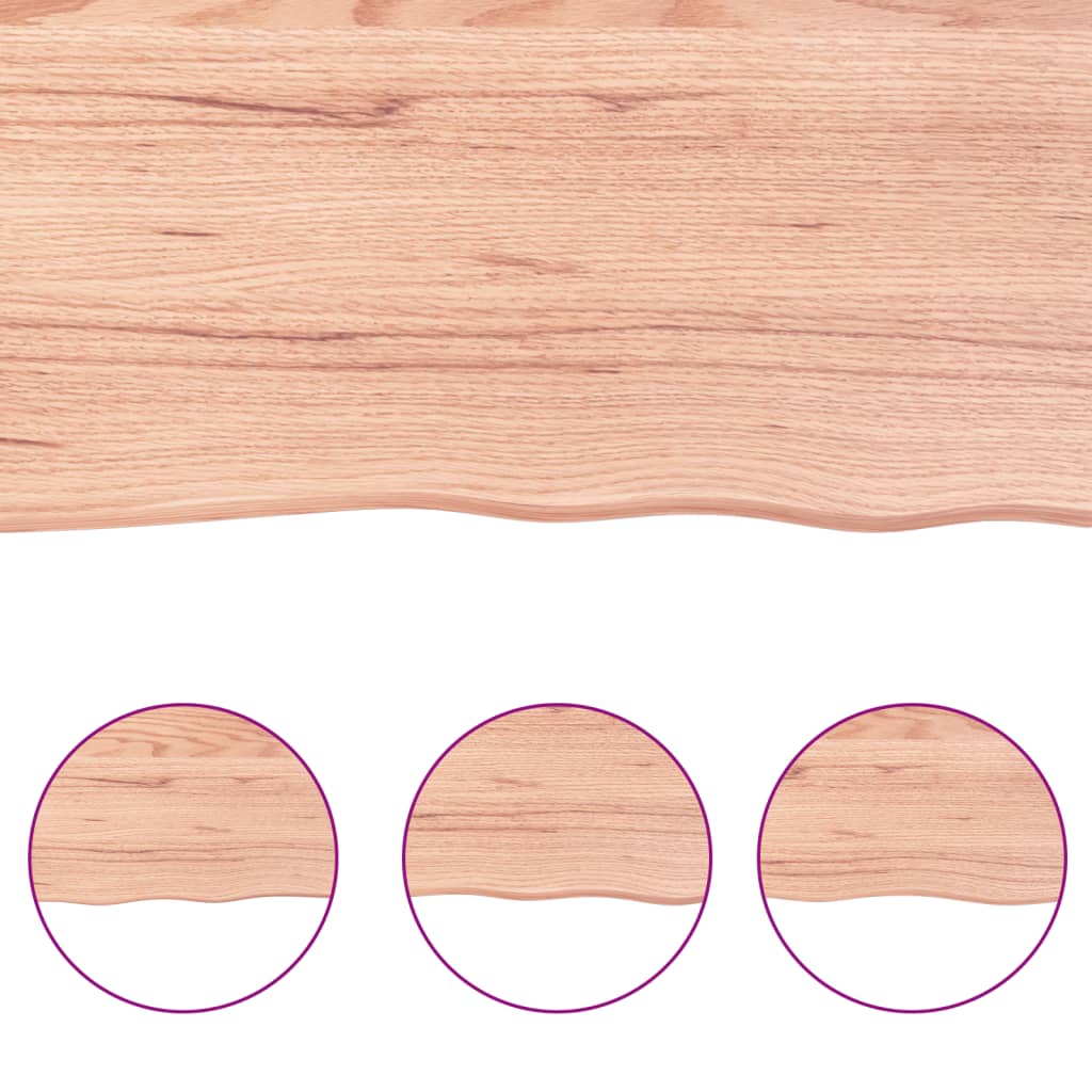 NNEVL Wall Shelf Light Brown 180x50x(2-4) cm Treated Solid Wood Oak-3