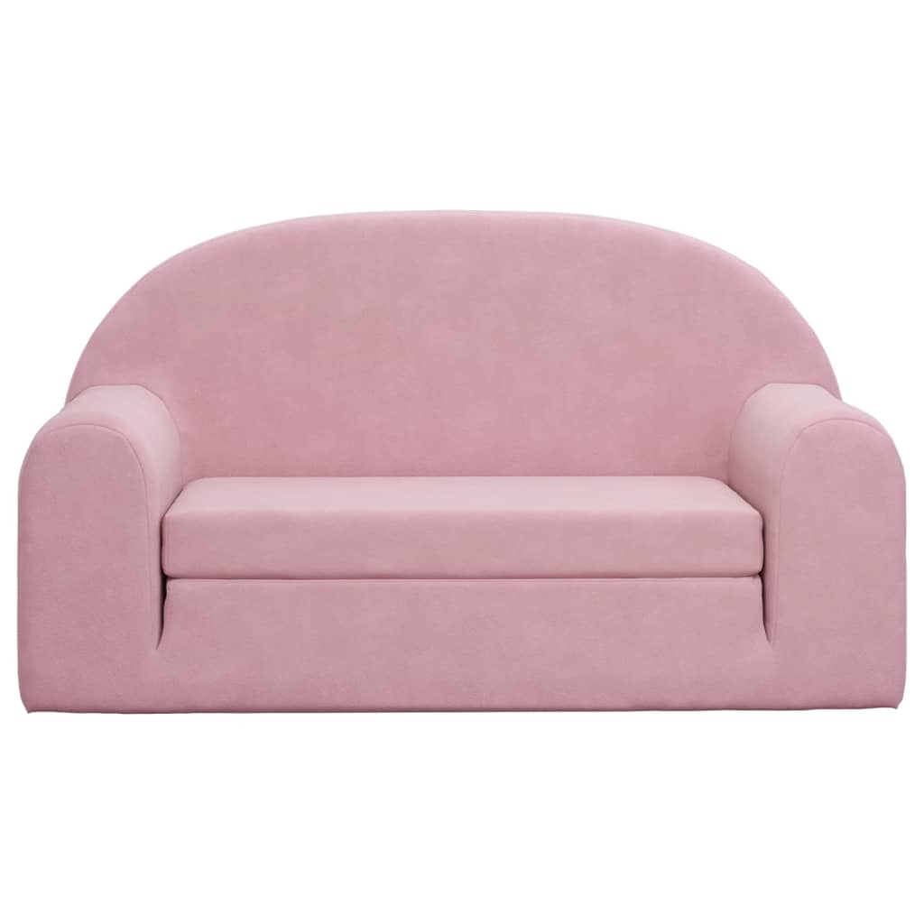 NNEVL Kids' Sofa Bed 2-Seater Pink Soft Plush