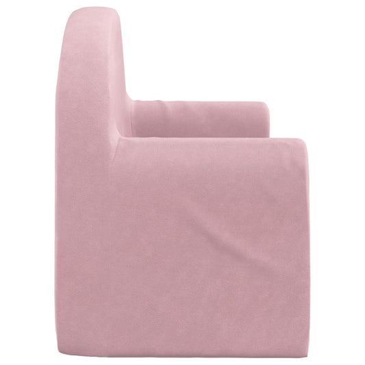 NNEVL Kids' Sofa Bed 2-Seater Pink Soft Plush