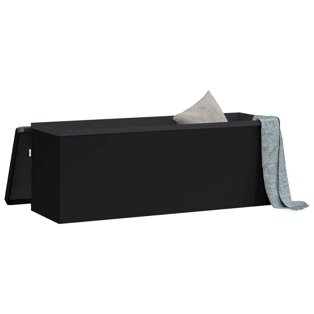 NNEVL Storage Bench Foldable Black PVC