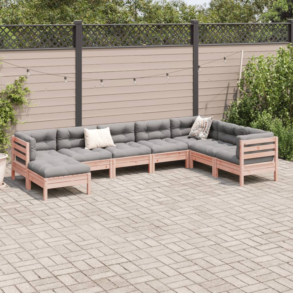NNEVL 8 Piece Garden Sofa Set with Cushions Solid Wood Douglas Fir