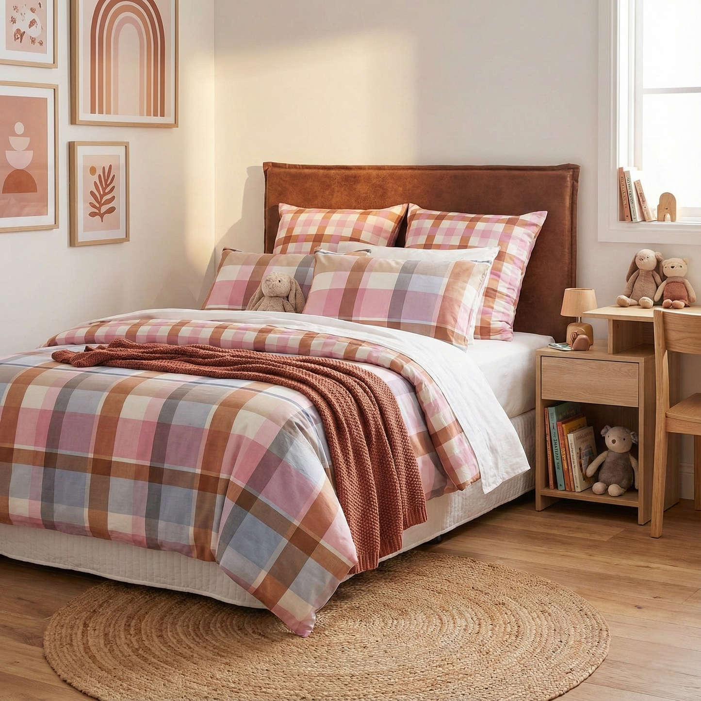 Kids Miranda Check Cotton Quilt Cover Set