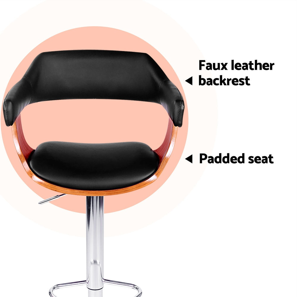 NNEDSZ Artiss 4x Bar Stools Gas Lift Leather w/Armrest Black
