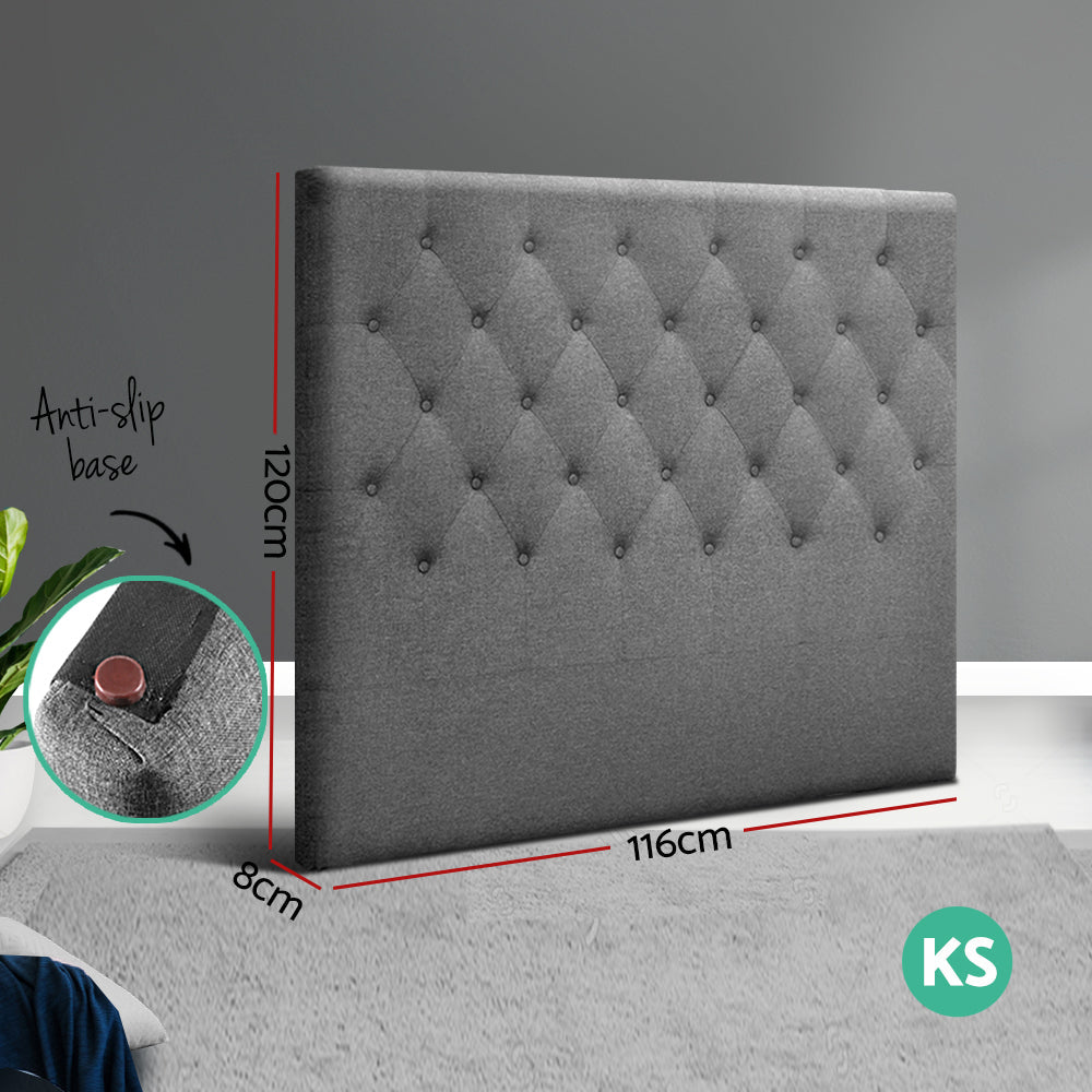 NNEDSZ Artiss Bed Head Headboard King Single Size Fabric - CAPPI Grey