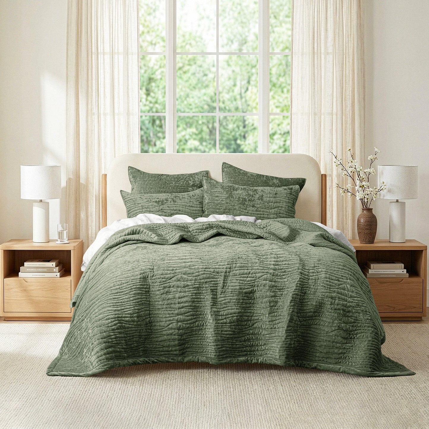 Blake Velvet Coverlet Set Military