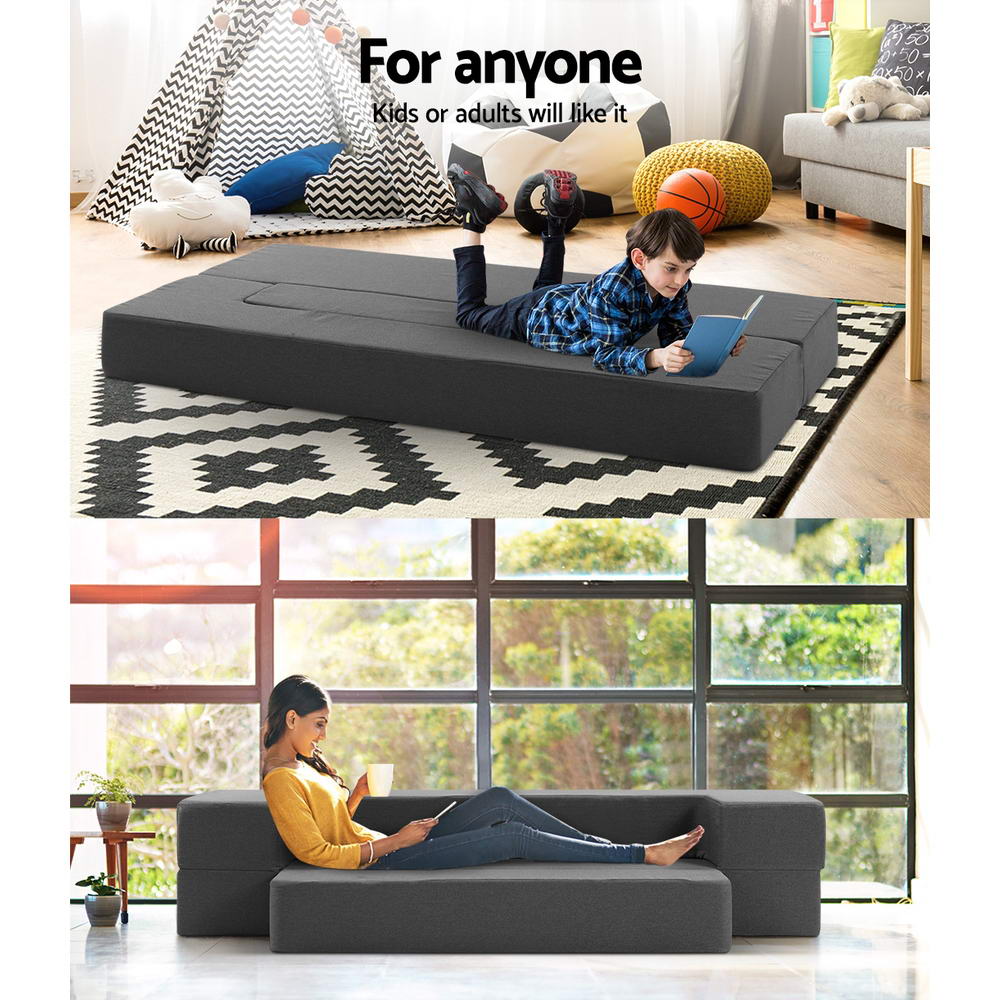 NNEDSZ Bedding Portable Sofa Bed Folding Mattress Lounger Chair Ottoman Grey