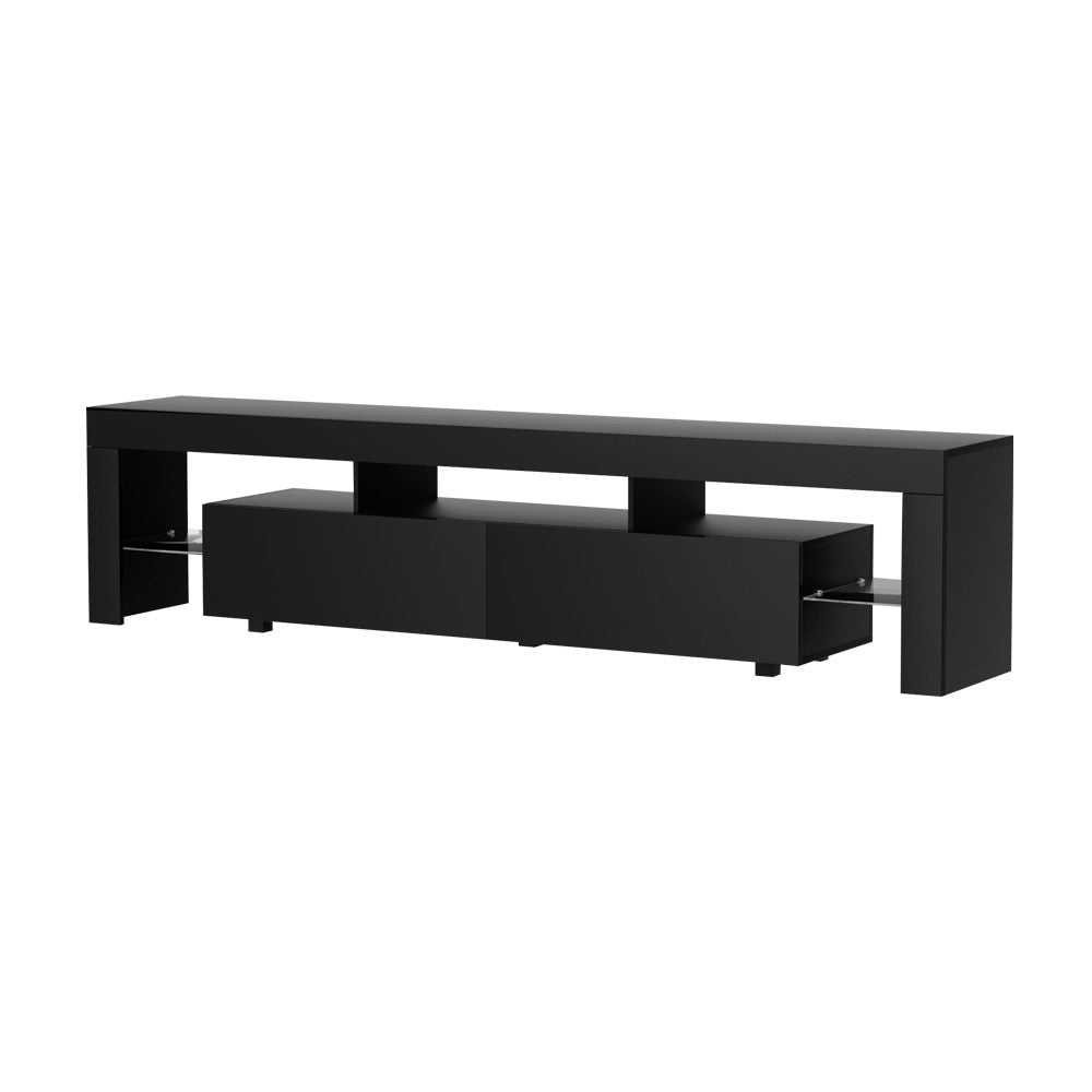 NNEDSZ TV Cabinet Entertainment Unit Stand RGB LED Gloss Furniture 200cm Black