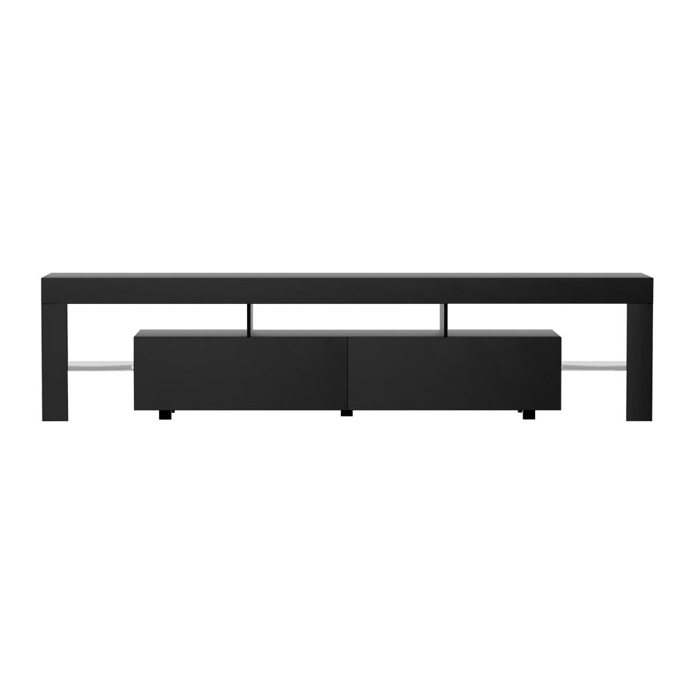 NNEDSZ TV Cabinet Entertainment Unit Stand RGB LED Gloss Furniture 200cm Black