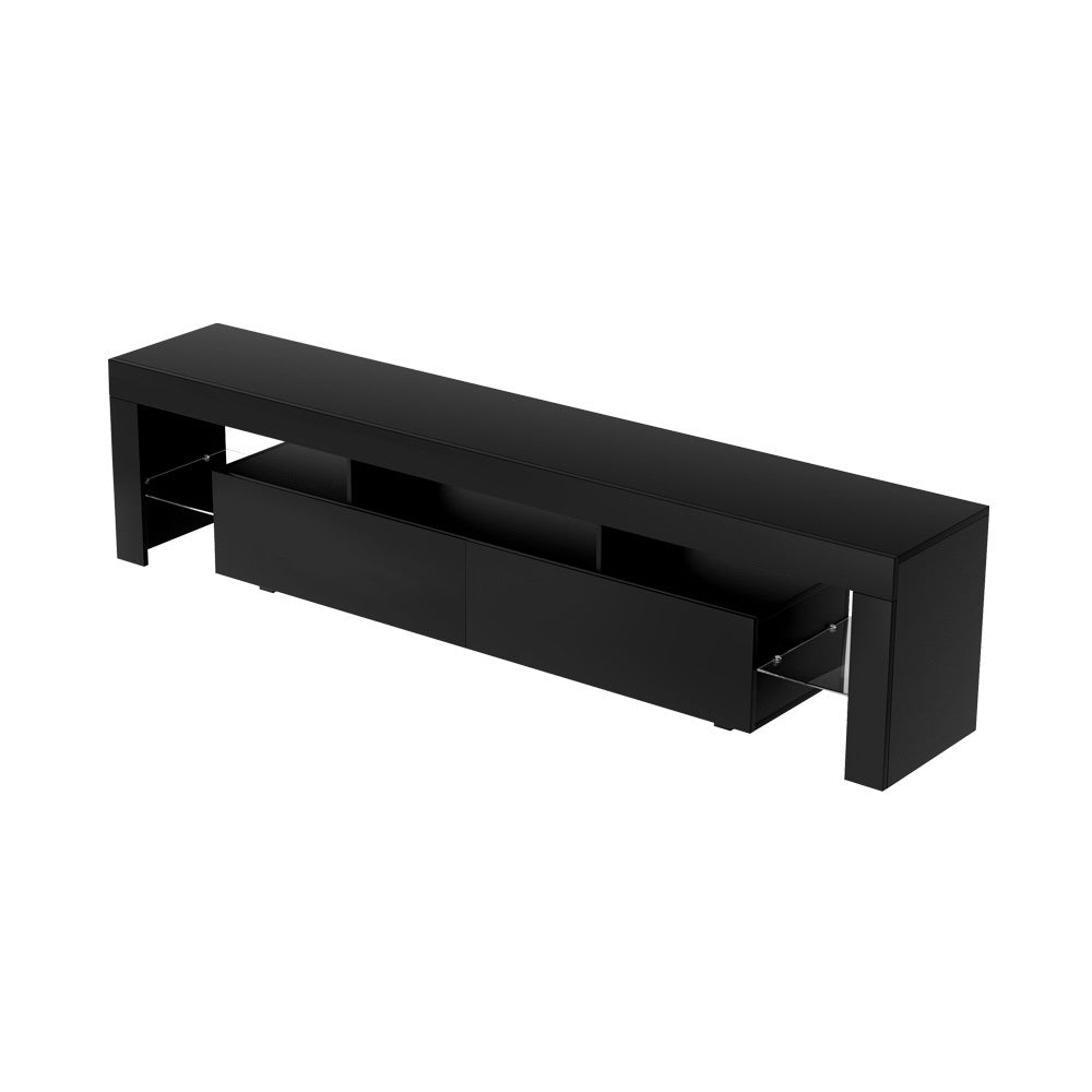 NNEDSZ TV Cabinet Entertainment Unit Stand RGB LED Gloss Furniture 200cm Black