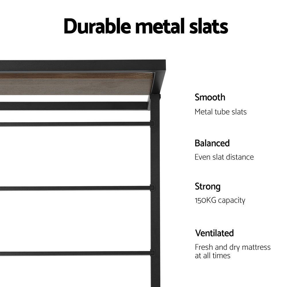 NNEDSZ Artiss Bed Frame 2x Single Size Metal Trundle Daybed DEAN