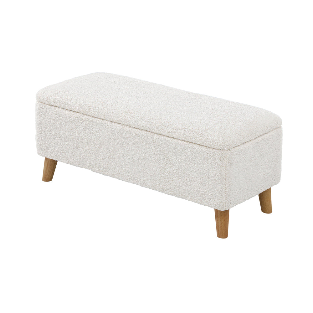 NNEED Storage Ottoman Sherpa Fabric White